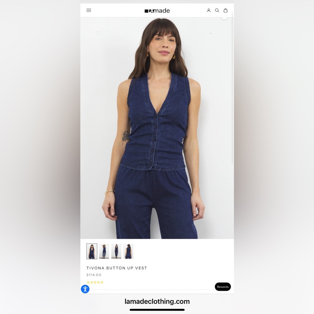 Revolve x LAmade Dark Blue Denim Vest - Small - New with Tags NWT